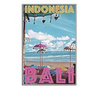 KZIWQ Plaque en métal Bali Indonésie Plage Skyline Vintage Voyage Plaque en métal Vintage Décor rustique Cave Café Bar Chambre Maison Décoration murale 15x30cm