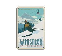 KZIWQ Plaque en métal Canada Whistler Ski Vintage Decor Art Sign Home Kitchen Bar Cafe Club Cave Wall Decor Retro Travel Tin Sign 15x30cm