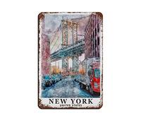 KZIWQ Plaque en métal de voyage New York Rétro Décor Art Signe Maison Cuisine Bar Café Club Cave Décoration murale Vintage Plaque en étain 30x40cm