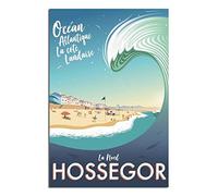 KZIWQ Plaque en métal Hossegor Plaque en métal Voyage Art vintage Décoration murale Panneau Maison Cuisine Bar Terrasse Grotte Décoration drôle 30x40cm