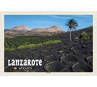 KZIWQ Plaque en métal incurvée Lanzarote Espagne La Geria Village Plaque décorative en étain 15x30cm