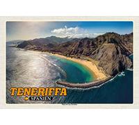 KZIWQ Plaque en métal incurvée Tenerife Espagne Playa de Las Teresitas Plaque décorative en étain 15x30cm