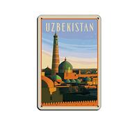 KZIWQ Plaque en métal pour voyage en Ouzbékistan, vintage, pour bar, club, grotte, maison, cuisine, décoration murale, décoration amusante, 15 x 30 cm