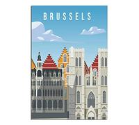 KZIWQ Plaque en métal vintage Bruxelles Belgique, plaque de voyage en métal, décoration rustique, cave, café, bar, chambre à coucher, décoration murale, plaque en métal 15 x 30 cm