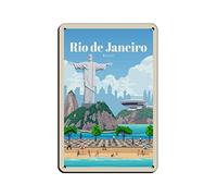 KZIWQ Plaque en métal vintage Rio de Janeiro Brésil Voyage Plaques en étain Vintage Drôle Bar Club Cave Maison Cuisine Décoration murale Art rustique Signe 20x30cm