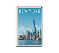 KZIWQ Plaques en étain amusantes New York Travel Tin Signs Peinture Café Opéra Art Décoration murale Plaque 20x30cm