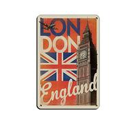 KZIWQ Plaques en étain vintage Angleterre Londres Big Ben Voyage Plaques en étain Décoration murale pour café Bar Pub Maison 15x30cm