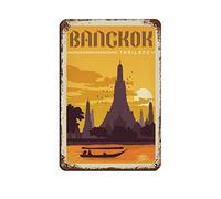 KZIWQ Plaques en métal Thaïlande Bangkok Drôle Voyage Étain Signes Bar Café Maison Chambre Art Plaque Murale Décor Cadeau Extérieur Intérieur 30x40cm