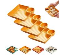 KZJXMH Assiette Séparée De Sauce, Assiettes De Trempage Pour Les Boulettes, Plateau De Boulettes En Plastique Avec Compartiment De Sauce De Trempage Pour Sushi, Taco Salsa, Légumes(4pcs-B)