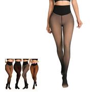 KZJXMH Une Couture En Polaire Doublé Collants Pour Les Femmes Faux Sheer Thermique Leggings Ventre Contrôle Cul Levage Hiver Chaud Collant, Polaire Magique Doublé Leggings Femmes(Light,2XL/3XL)