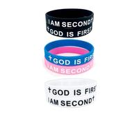 KZL Bracelets inspirants « God is first im second » - Bracelets en caoutchouc pour femme et homme - Versets de la Bible gravés - Bracelet en silicone - Bijoux religieux - Cadeaux religieux, 4.8cm