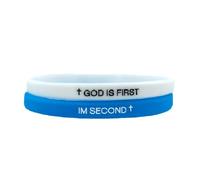KZL Bracelets inspirants « God is first im second » - Bracelets en caoutchouc pour femme et homme - Versets de la Bible gravés - Bracelet en silicone - Bijoux religieux - Cadeaux religieux, 4.8cm
