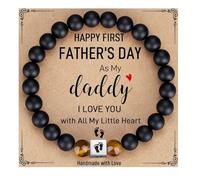 KZL Cadeau pour la première fois pour papa, cadeau incroyable pour nouveau papa, cadeau de nouveau papa pour homme, bracelet extensible en perles de pierre naturelle, bracelet à breloques en forme