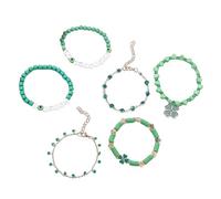 KZL Ensemble de bracelets pour la Saint-Patrick pour homme et femme - Trèfle irlandais Heishi - Bracelets extensibles empilables en forme de trèfle vert porte-bonheur - Bracelets à breloques en émail