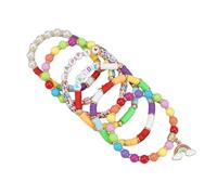 KZL Rainbow Pride Bracelet extensible à perles avec inscription Love Wins Heart Lettres Bracelet empilable en vinyle pour femme, 4.8cm, Vinyle, Agate