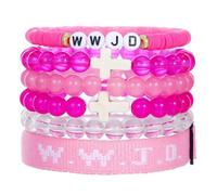 KZL WWJD Bracelet tressé en corde tressée avec croix et perles en cristal - Bracelets extensibles en argile - Bracelets tissés à la main - Bijoux religieux de Pâques - Bijoux chrétiens, 4.8cm, Verre