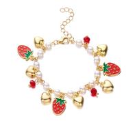 KZL Y2k Bracelet en perles 3D en forme de cœur réglable pour femme - Bijoux esthétiques - Fraise