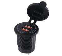 Kznifmk 12V 36W Charge 3.0 Double Chargeur Voiture USB Chargeur USB avec Interrupteur pour Bateau Moto Camion Berline Rouge