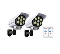Kznifmk 2 Pièces Lumières Solaires Extérieures 77Led PIR Capteur de Mouvement Lampe Caméra de Simulation Applique Murale Solaire Étanche Lumières de Décoration de Jardin