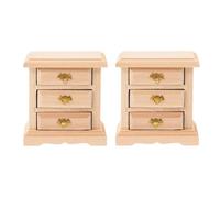 Kznifmk 2 Pièces Tables de Nuit Table de Nuit Meubles Lit Table Décor Armoire Miniature Table de Nuit Armoire Accessoires Placard en Bois
