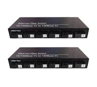 Kznifmk 2X Commutateur Ethernet 6 Ports 10/100M 6 Ports Fibre 25KM 2UTP RJ45 ÉMetteur-RéCepteur Fibre Optique Convertisseur de MéDia Optique Prise UE