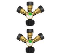 Kznifmk 2X RéPartiteur de Propane 3 Voies avec ManomèTre et Vanne D'ArrêT, RéPartiteur de Gaz Propane 3 Y, Adaptateur de Jauge en T pour RéServoir Propane LP