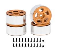 Kznifmk 4 Pièces 1,0 Pouces Jantes en Métal pour Voiture sur 1/24 1/18 RC SCX24 AX24 FCX24 Enduro24 TRX4M, Large 5 Rayons Orange