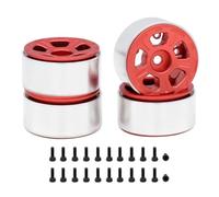 Kznifmk 4 Pièces 1,0 Pouces Jantes en Métal pour Voiture sur 1/24 1/18 RC SCX24 AX24 FCX24 Enduro24 TRX4M, Large 5 Rayons Rouge