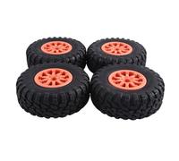 Kznifmk 4 Pièces 118 X 44 mm 2,2 Pouces Pneus en Caoutchouc et Jantes en Plastique Beadlock Pièces de Rechange pour 1:10 RC Rock Crawler SCX10 RR10 RC Voiture Orange