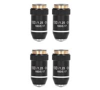 Kznifmk 4pièces Lentille de Microscope, 195 Lentille D'Objectif Noir Achromatique 100X Interface D'Objectif Haute Puissance Filetage 20,2 mm