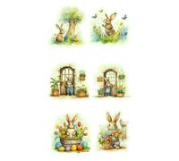 Kznifmk 6 Pièces Autocollants Muraux Mignons Adorable Lapin Décoration Murale pour Chambre d'enfants, Décoration de, B Facile à Utiliser Environ 8,5 X 9 cm