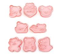 Kznifmk 8 Pièces Ensemble de Moules à en Forme d'ours Mignon Piston à Pression Manuelle Bricolage Outils de Décoration de Gâteau Fondant Artisanat du Sucre
