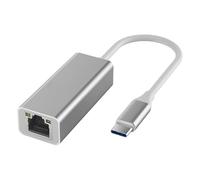 Kznifmk Adaptateur Type-C vers Ethernet Convertisseur D'Interface Type-C vers RJ45 pour Types D'Ordinateurs Portables Argent