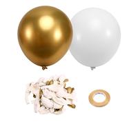 Kznifmk Ballons en Latex, 67 Pièces Ballons de Rassemblement Métalliques Or et Blancs de 12 Pouces pour Anniversaire, Remise des Diplômes, Mariage