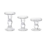 Kznifmk Bougeoirs en Verre, Chandelier Conique en Pilier Transparent, Support de Bougie en Cristal pour Table de Dîner, 3 Pièces Durables
