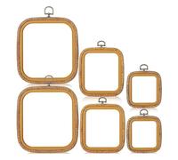 Kznifmk Ensemble de 6 Cerceaux à Broder Carrés, 3 Tailles, Cerceaux Décoratifs en Bois Imité pour Point de Croix, Cadre de Broderie, Facile à Installer, Facile à Utiliser