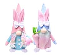 Kznifmk Ensemble de Lapin de Pâques GNOME - Kit de 2 Pièces Tomte Suédois Fait à la Main avec Lapin en Peluche, Œuf de Pâques et Carotte, Convient comme Décoration de Pâques