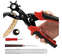 Kznifmk Ensemble de Perforatrices pour Cuir, Perforatrice Rotative Très Résistante, Tailles de Trous Multiples de Précision pour Ceintures, Trous D'Artisanat A