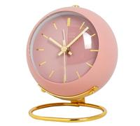 Kznifmk Horloges Rétro à Rétroéclairage avec Un Design Simple, Une Petite Horloge de Bureau avec Veilleuse, Silencieuse sans Tic-, Alimentée par Batterie, Rose