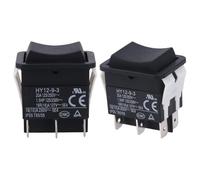 Kznifmk Interrupteur à Bascule, HY12-9-3 6 Broches Interrupteur à Bascule Électrique Industriel 125 V/250 V Bouton-Poussoir (2 Pièces)