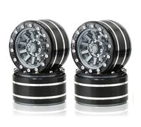 Kznifmk Jante de Roue Beadlock en Métal de 1,9 Pouces, Diamètre Extérieur 55 mm pour RC 1/10 12 mm Hex Crawler Car SCX10 90047 CC01 TRX4, Gris 4 Pièces Accessoires de Remplacement