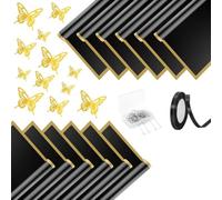 Kznifmk Papier D'Emballage pour Bouquet Floral avec 36 Pièces de Décor Papillon Doré, 100 Épingles à Perles, Noir, 1 Lot