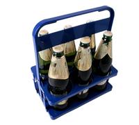 Kznifmk Porte-Bouteille de Bière Pliable à 6 Trous, Support de Stockage de Vin à Usage Portable avec Poignée, Conteneur de Porte- de Bar Bleu