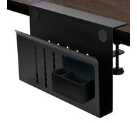 Kznifmk Rangement Latéral de Bureau Sous le Rangement de Bureau, Organisateur de Bureau Suspendu en Acier, Support D'Ordinateur Portable, avec Porte-Stylo, Support de Rangement de Bureau Facile à