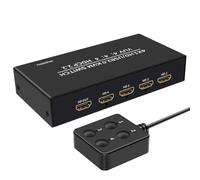 Kznifmk Sélecteur de Commutateur KVM USB Compatible 4K 60Hz, 4 Entrées 1 Sortie pour 4 PC, Moniteur de Partage, Souris, Clavier, 4 Ports USB HDCP2.2
