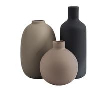 Kznifmk Vase en Céramique Rond en Forme de Boule Cylindrique pour Arrangement Floral Hydroponique, Décoration de Bureau, Ornements en Céramique