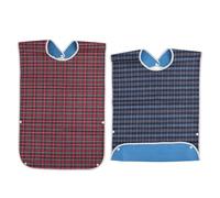 KZNKZN Lot de 2 bavoirs imperméables et lavables pour adultes et personnes âgées, réutilisables, protection contre les miettes, pour hommes et femmes âgés, Rouge, bleu foncé, 78*44 cm.