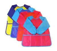 KZNKZN Lot de 4 tabliers d'art pour enfants, imperméables avec poches et manches longues, pour garçons et filles de 5 à 8 ans, cuisine et pâtisserie