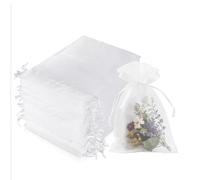 Kzouenzu 100 Pcs Sachet Organza 7 X 9cm, Pochette Cadeau En Organza, Sachets De Mariage, Pochette À Bijoux, Sachets De Lavande, Faveur De Mariage [Blanc]