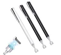 Kzouenzu Acier Inoxydable Aimant Telescopique [3 Pièces], Aimant Telescopique, Pour Vis, Écrous, Clés, Pièces Métalliques, Durable Avec Clip De Poche [ 2 Noir+1 Argent]